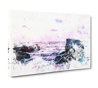 View Of The Sunset In India Watercolour Canvas Print | Gallery Wrapped 30mm Frame Wall Art | 30x20 inches | Ready to Hang | Modern Landscape Picture | Living Room Bedroom Lounge Office