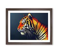 View Of The Tiger Vol.1 Framed Print | A4 Walnut Framed Wall Art | Ready to Hang | Modern Animal Picture | Living Room Bedroom Lounge Office