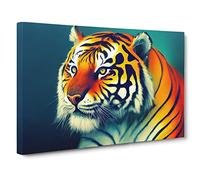 View Of The Tiger Vol.2 Canvas Print | Gallery Wrapped 30mm Frame Wall Art | 30x20 inches | Ready to Hang | Contemporary Animals Picture | Living Room Bedroom Lounge Office