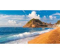 View of Tossa De Mar Beach Spain Painting by Numbers DIY Unique Canvas Oil Painting Kit Digital Painting