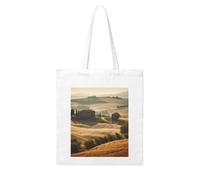 View of Typical Tuscany Landscape Canvas Tote Bag Aesthetic for Women Reusable Grocery Bags Large Cloth Cotton Tote with Handle Foldable Lightweight Shopping Bags Shoulder Bag for Beach Holiday