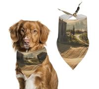 View of Typical Tuscany Landscape Dog Bandana Triangle Dog Scarf Washable Polyester Dog Bibs Cute Pet Bandana for Medium Large Dogs Puppy and Cats