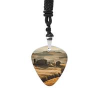 View of Typical Tuscany Landscape Guitar Pick Necklace Exquisite Titanium Steel Personalized Necklaces Cool Pendant Necklaces Fashion Guitar Pick Holder Necklace Unique Gifts for Adult