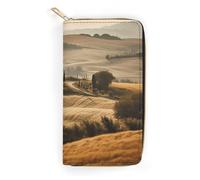 View of Typical Tuscany Landscape Leather Wallet, Bifold Stylish Wallets, Credit Card Holder for Passport Covers, Purse Passport Bag for Men Women