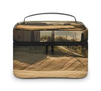 View Of Typical Tuscany Landscape Makeup Bag Portable Travel Cosmetic Bag Zipper Makeup Organizer Toiletry Bag for Women Ladies, View Of Typical Tuscany Landscape, 25x18x15cm