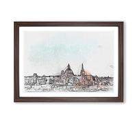 View of Valletta in Malta in Abstract Framed Print | A2 Walnut Framed Wall Art | Ready to Hang | Abstract Fantasy Picture | Living Room Bedroom Lounge Office
