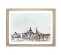 View Of Valletta In Malta In Abstract Modern Art Framed Print | A3 Oak Framed Wall Art | Ready to Hang | Abstract Fantasy Picture | Living Room Bedroom Lounge Office
