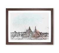 View Of Valletta In Malta In Abstract Modern Art Framed Print | A3 Walnut Framed Wall Art | Ready to Hang | Abstract Fantasy Picture | Living Room Bedroom Lounge Office