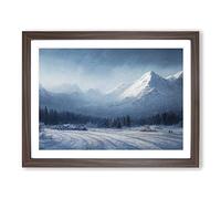 View Of Winter Mountains Vol.3 Framed Print | A2 Walnut Framed Wall Art | Ready to Hang | Modern Landscape Picture | Living Room Bedroom Lounge Office