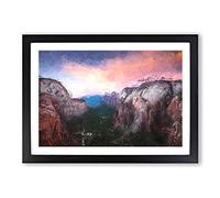 View of Zion National Park in Utah in Abstract Framed Print | A2 Black Framed Wall Art | Ready to Hang | Abstract Fantasy Picture | Living Room Bedroom Lounge Office