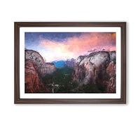 View of Zion National Park in Utah in Abstract Framed Print | A2 Walnut Framed Wall Art | Ready to Hang | Abstract Fantasy Picture | Living Room Bedroom Lounge Office