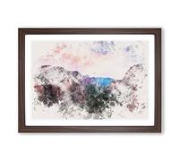 View of Zion National Park in Utah Watercolour Framed Print | A2 Walnut Framed Wall Art | Ready to Hang | Modern Historical Picture | Living Room Bedroom Lounge Office