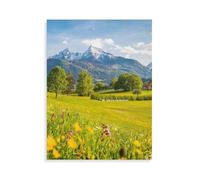 View over flower meadows toward the Watzmann massif in the Berchtesgaden Alps，1000pc Puzzle -Wooden Jigsaw for Kids & Adults (9+)（75x50cm）-AP72