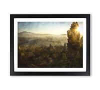 View Over Tuscany Painting Modern Art Framed Print | A2 Black Framed Wall Art | Ready to Hang | Modern Historical Picture | Living Room Bedroom Lounge Office
