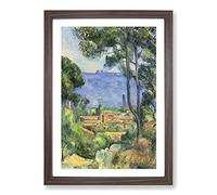 View Through The Trees by Paul Cezanne Framed Wall Art Print A2 Walnut