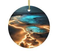 View Under The Moon A 2.9-inch Ceramic Christmas Ornament with a Printed Pattern Perfect for windowsills porches and Living Rooms
