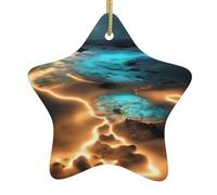 View Under The Moon FFGhjk Printed Star-Shaped Ceramic Christmas Tree Ornaments Holiday Party Home Decoration
