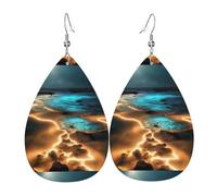 View under the moon Leather Earring Pairs Teardrop Faux Leather Earrings Set for Women Lightweight Leather Dangle Drop Earrings.
