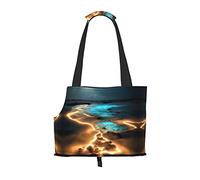 View under the moon Pattern pet going out bag - lightweight travel cat bag, breathable shoulder bag for small dogs