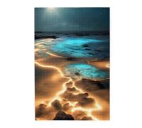 View under the moon Picture puzzle.Wooden Jigsaw Puzzle for Adults Kids, Challenging jigsaw puzzle decorations