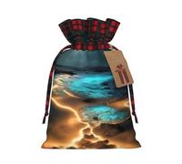 View under the moon Print Christmas Drawstring Bags Snack Wrap, Reusable Holiday Treat Sacks for Presents S