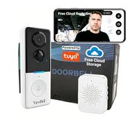 ViewBell Wireless Doorbell Camera with Lifetime Free Cloud Storage, No Subscription No Hidden Fees, AI Human Detection, 720P HD Night Vision, Two-Way Audio, Battery Powered, Tuya Smart APP (White)