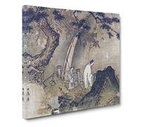 Viewing a Waterfall by Ma Yuan Canvas Print | Gallery Wrapped 30mm Frame Wall Art | 20x20 inches | Ready to Hang | Asian Landscape Picture | Living Room Bedroom Lounge Office