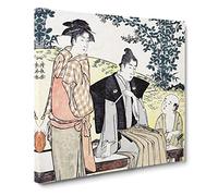Viewing the Bush Clover by Torii Kiyonaga Canvas Print | Gallery Wrapped 30mm Frame Wall Art | 14x14 inches | Ready to Hang | Asian Picture | Living Room Bedroom Lounge Office