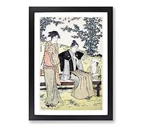 Viewing The Bush Clover by Torii Kiyonaga Framed Print | A2 Black Framed Wall Art | Ready to Hang | Modern Floral Picture | Living Room Bedroom Lounge Office