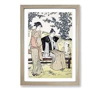 Viewing The Bush Clover by Torii Kiyonaga Framed Print | A2 Oak Framed Wall Art | Ready to Hang | Modern Floral Picture | Living Room Bedroom Lounge Office