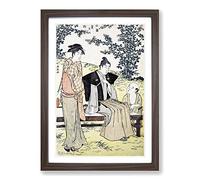 Viewing The Bush Clover by Torii Kiyonaga Framed Print | A2 Walnut Framed Wall Art | Ready to Hang | Modern Floral Picture | Living Room Bedroom Lounge Office