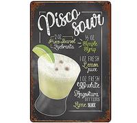 Viewkedt Decor Pisco Sour Cocktail Recipe Tin Signs Thick Tinplate Print Posteration for Plaque Kitchen Home 8x6 in Tin Sign Home Decor Home Art Metal Signs Wall Art Wall Decor Poster