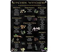 Viewkedt Retro Witch Decor for Altar Witchy Kitchen Magick Wiccan Art Print Witch Gift Pagan Gifts Art Faux Gold Silver Chalkboard Tin Sign 6x8 Inch Metal Sign Wall Decor