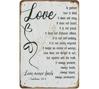Viewkedt Vintage Love is Patient Sign Bible Verse Sign Love is Kind Sign Christian Sign Art 1 Corinthians 13 Sign 8x12 Embossed Tin Sign Home Decor Metal Signs Wall Decor