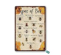 Viewkedt Vintage Types of Bee 8x6 Inch Tin Sign Home Decor Home Art Metal Signs Wall Art Wall Decor Poster