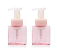 Viewnub 250ML Foaming Hand Soap Dispenser Foaming Pump Bottle with Plastic Tops Square,Pack of 2,Transparent Pink