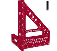 ViewReal Premium Carpenter Square Hole Scribing Ruler Woodworking Square 22.5-90 Degree Measuring Ruler with Angle Pin,Versatile Multi Angle Square for Woodworking, Engineering, and Construction