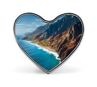 Views Napali Coast Kauai Island Hawaii Button Pins Heart Lapel Pin Badge Button Brooch Craft Gift Decor for Women Men