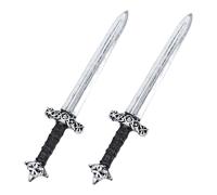 Vifcotlyp 2PCS Knight Toy Sword, 23.6"/60cm Fake Sword Medieval Plastic Swords Roman Warrior Costume Props for Adults Halloween Cosplay Black