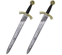 Vifcotlyp 61cm Knight Toy Sword, Plastic Roman Medieval Crusader Sword Warrior Costume Accessories for Halloween Cosplay (2 PCS) Gold