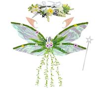 Vifcotlyp Fairy Wings Costume Set, Butterfly Wings Set with Elf Ears Flower Garland Wand Fairy Costume Accessories for Women Renaissance Halloween Cosplay
