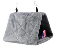 VIFER Bird Nest Hanging Bird Cage Hammock Plush Parrot Bed Warm Winter Soft Tent for Parakeets Canary Lovebirds Pet Toy (S-Grey)