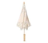VIFER Lace Umbrella Handmade Lace Flower Embroidery Parasol Wedding Photography Bride Lace Umbrella for Lady Women Wedding Party Decoration (L-Beige)