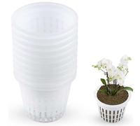 VIFERR 10pcs Garden Net Cups - Hydroponic Planting Mesh Pot Net Cup Plant Nursery Pots Plastic Flower Planting Container Bucket Basket for Hydroponics Plant Grow Clone Gardening(White)