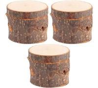 VIFERR 3PCS Wooden Ring Box, Round Ring Holder Case Jewelry Ring Storage Box for Proposal Wedding Decoration Anniversary Engagement Ceremony Gift