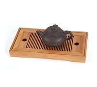 VIFERR Bamboo Food Serving Tray, Wood Trays Large Wood Tea Trays Drinks Tray Gongfu Brew Serving Table with Water Absorbent Traies for Home Office Teahouse Decor