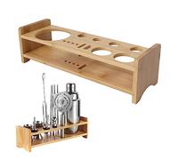 VIFERR Bartender Kit Stand Wooden Portable Cocktail Shaker Set Display Holder Wood Bartending Tool Storage Holder 352g Cocktail Shaker Set for Home Bar Party Storage