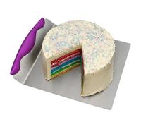VIFERR Cake Lifter Stainless Steel Cake Pizza Transfer Tray Dough Cutter Shovel Moving Plate with Comfort Grip Handle for Pizza Bread Pie Baking Tool