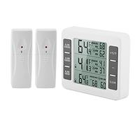 VIFERR Fridge Thermometer, Digital Refrigerator Thermometer with Audible Alarm and 2 Wireless Sensors, Indoor Outdoor Freezer Temperature Monitor for Home, Office, Restaurant, White