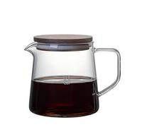 VIFERR Glass Coffee Carafe, 300 ML Borosilicate Glass Coffee Server Clear Glass Coffee Pot with Wood LId for Coffee Water Milk Tea